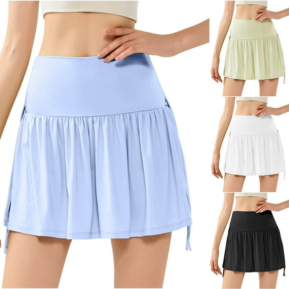 USSUMA High Waisted Shorts Women Solid Color Pull-on High Waist Loose BreAthable Quick Dried Semi Skirt with Pocket Mesh Sports Delightful Shrots Fitness Running Loose Fit Flowy Shorts Black L