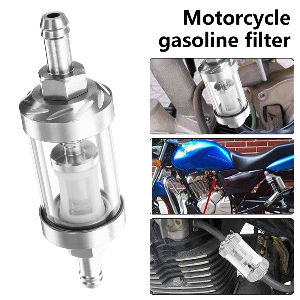 8mm Motorbike Inline Fuel Filter, Removable Glass Fuel Filter, Universal  Aluminum Alloy Inline Fuel Petrol Gas Filter, for Motorcycle, Dirt, Pit