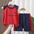 thumbnail image 2 of Karoyedx Kids Boys Athletic Clothes Toddler Boy Athletic Clothes for Boys Summer Outfits Sleeveless Mesh Tank Top and Shorts Set Red Size,5-6 Years, 2 of 3
