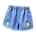 thumbnail image 3 of Zwiiyzr 2-12 Years Girls Denim Jean Shorts Kids High Waisted Cotton Stretch Summer Casual Rolled Bermuda Blue, 3 of 4