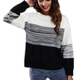 thumbnail image 1 of Suéter de mujer con hombros caídos y cuello redondo de manga larga con degradado para otoño invierno negro M, 1 of 6