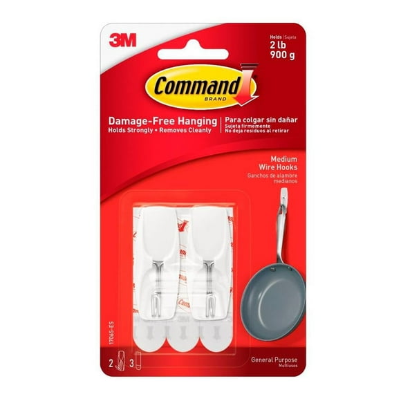 Ganchos de Alambre para Montaje Command Blanco 2 pzas