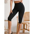 thumbnail image 6 of Women's Plus Size Solid Split Hem Capri Leggings, 6 of 6