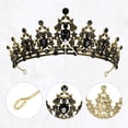 thumbnail image 3 of Tiara de Corona de Cristal Imitación Unique Bargains Tono dorado oscuro Negro 14,2 x 6 cm, 3 of 7