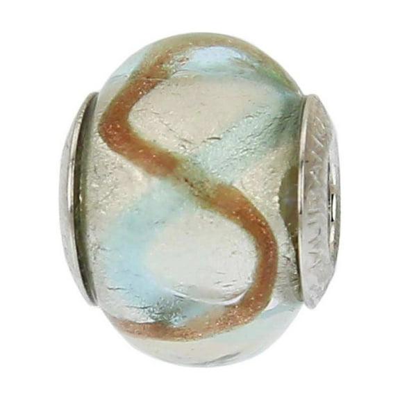 GlassOfVenice Murano Glass Sterling Silver Aqua Waves Charm Bead