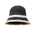 thumbnail image 1 of CSChome Fisherman Hat Women Winter Fisherman Hat - Striped Color Matching Thick Soft Plush Bucket, 1 of 7
