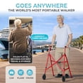 thumbnail image 5 of Stander Space Saver Walker, Lightweight Folding Walker for Seniors, Adult Walker with Wheels, Two Wheeled Rolling Walker with Rear Ski Glides, Sport Red, 5 of 12