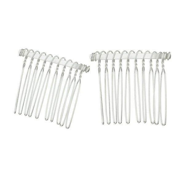 Vocoste 2 Pcs Hair Side Combs Accessories Metal 1.6" Silver Tone No Slip