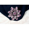 thumbnail image 3 of Rhinestone Pink/Purple Flower Brooch in pewter tone metal, 3 of 6