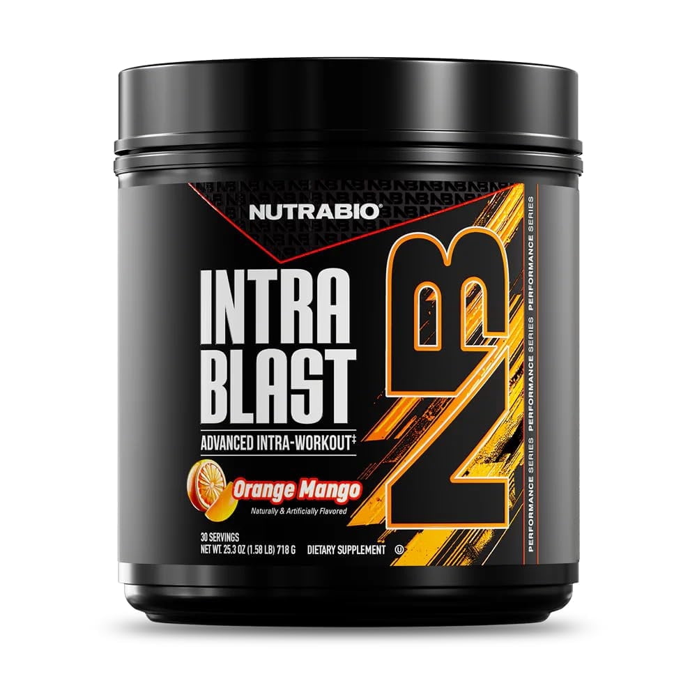 NutraBio Intra Blast BCAA Electrolyte Amino Hydration Powder, Orange Mango, 723 g, 30 Servings