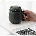 thumbnail image 6 of Ceramic Tea Mug with Infuser and Lid, Dingrich 350ml Cute Cat Tea Cup with Filter for Steeping Loose Leaf, Handmade Porcelain Teacup for Home Office (Black), 6 of 10