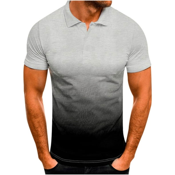 Pisexur Summer Polos pour Homme, Dégradé Imprimé Slim Fit Pull Sport Top Manches Courtes T-Shirt