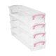 thumbnail image 4 of Caja de almacenamiento transparente multiusos, organizador de plástico, contenedor grande apilable. Rosa, 4 of 9