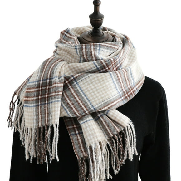 Bufanda de invierno para mujer, chal de cachemira con borlas y cuadros grandes, bufandas de gran tamaño, bufandas cálidas y acogedoras para invierno y otoño