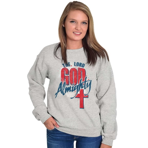Lord God Almighty Christian Cross Sweatshirt for Men or Women Brisco Brands S