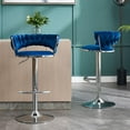 thumbnail image 3 of IVV Height Adjustable Bar Stools Set of 2, 360° Swivel Woven Back Barstools with Velvet Seat & Metal Frame, Modern Counter Stools for Kitchen Island, Cafe, Pub, Blue, 3 of 10
