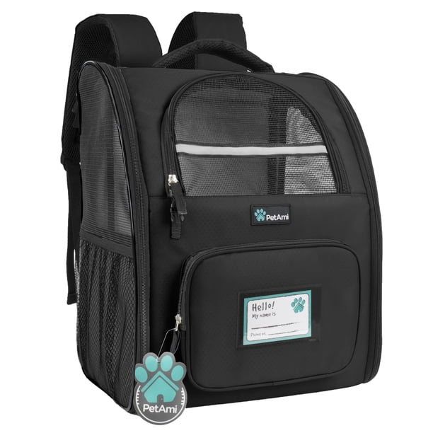 Mochila Portadora para Perros PetAmi para Gatos y Cachorros Hasta 8 kg Negra