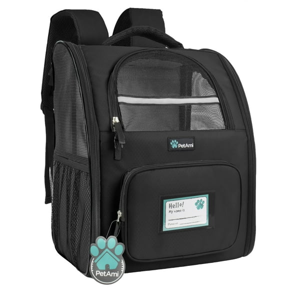 Mochila Portadora para Perros PetAmi para Gatos y Cachorros Hasta 8 kg Negra