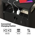 thumbnail image 2 of Nightstand with Charging Station, LED Modern Black Nightstand with 2 Drawer Bedside Table for Bedroom Living Room, 2 of 7