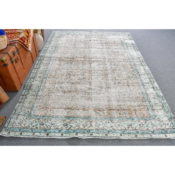 Vintage Rug, Turkish Rug, 6x8.7 ft Large Rug, Anatolian Rugs, Rugs For Bedroom, Brown Kitchen Rug, Faded Turkish Rug, 13048