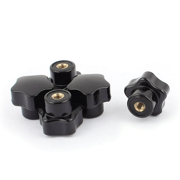 Black M5 Female Threaded Plastic Star Head Screw on Clamping Knob Handle 5pcs