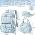 thumbnail image 2 of 3PCS Cute Corduroy Backpack Set with Lunch Box & Pencil Pouch for Travel Daypacks, Blue Floral, 2 of 7