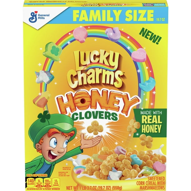General Mills, Lucky Charms Breakfast Cereal, Honey Clovers, Family