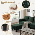 thumbnail image 6 of Jarenie Versatile 4-Seat L-Shaped Sectional Sofa with Reversible Storage Ottoman & Side Pockets – Perfect for Living Room, Office, or Apartment Green, 6 of 9