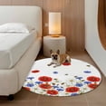 thumbnail image 2 of Red Blue Poppy Floral Round Area Rug 7Ft Washable Circle Rugs for Dorm Laundry Room, Farmhouse Spring Flowers Non-Slip Carpet Floor Mats Indoor Outdoor Carpet Runner Aesthetic Home Decor, 2 of 8