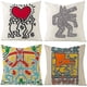 thumbnail image 1 of Funda de almohada de lino con estampado de grafiti de Keith Haring, 1 of 3