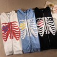 thumbnail image 3 of Sudaderas con capucha con estampado de esqueleto Y2K para mujer, chaqueta con capucha de calaveras góticas, sudaderas con cremallera Retro Harajuku, ropa de calle de moda, manga larga, 3 of 4