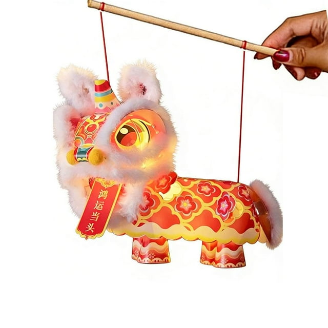 2026 New Year Lion Dance Lantern DIY Set Cute Handheld DIY Gift Lantern Waterproof Lion Festive