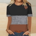 thumbnail image 4 of cocolona Summer Tops for Women Fashion Casual Color Block T-shirts Crew Neck Short Sleeve Shirts Basic Tees, 4 of 4