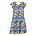 thumbnail image 1 of MIASHUI Robe à Manches Volantées pour Filles Tenue Décontractée d'Été Fête Imprimé Coloré Taille Élastique Confortable Robe pour Enfants Bleu Ciel, 8-9 Ans, 1 of 6