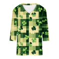 thumbnail image 4 of FAIWAD T-Shirts Grande Taille pour Femmes, Col en V, Manches 3/4, Décontracté, Ample, Mignon, 4 of 5