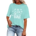 thumbnail image 5 of T Shirts For Women Womens Tops Printed Casual Pure Cotton Top With Round Neck And Short Sleeves, 5 of 6