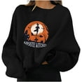 thumbnail image 1 of Chandails en Molleton d'Halloween pour Femmes Imprimé Squelette de Citrouille Surdimensionné Automne Chaud Doux Manches Longues Col Rond Chandail Tops, 1 of 5