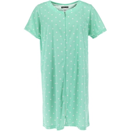 Bella Terry Robe - Women's Zip Front Terry Short Sleeve Duster Robe