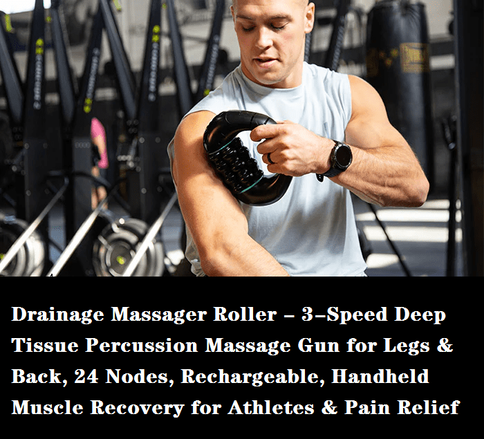 Deep Tissue Percussive Massager with Rolling Function - 3-Speed Portable Muscle Recovery Tool for Runners, Gym & Home Use - Rechargeable Handheld Massage Gun for Back, Legs & Shoulders