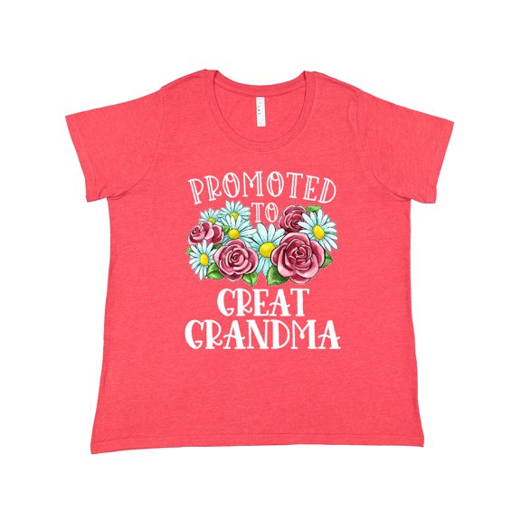 Inktastic Promoted to Great Grandma with Flowers Women's Plus Size T-Shirt