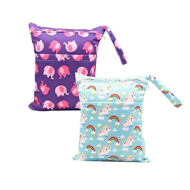 2 Pack Premium Wet Bag,Baby Wet Dry Cloth Diaper Bags, Waterproof
