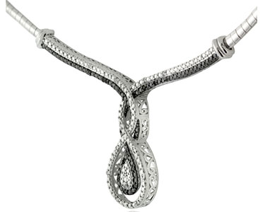 black and white diamond intertwining infinity necklace