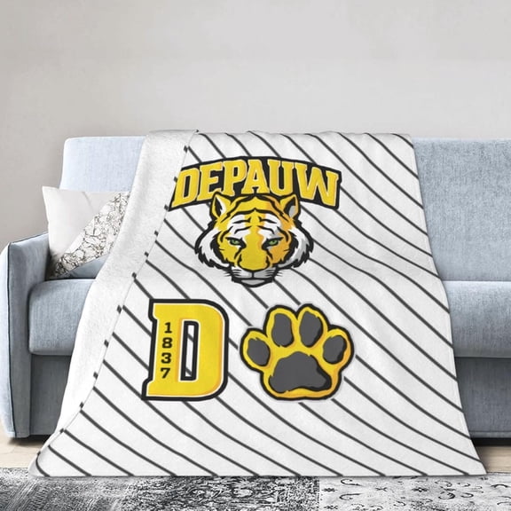 DePauw University Logo Fleece Blanket, Very Soft Microfiber Flannel Blanket for Couch Warm and Cozy for All Seasons