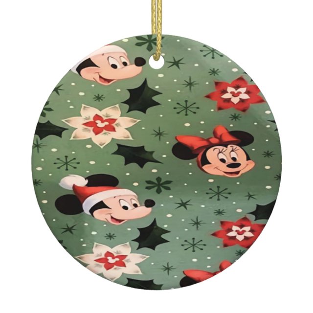 Adorno navideño colgante de Mickey Mouse para árbol de Navidad - Decoraciones colgantes de cerámica para fiestas - Ideas para regalar adornos navideños