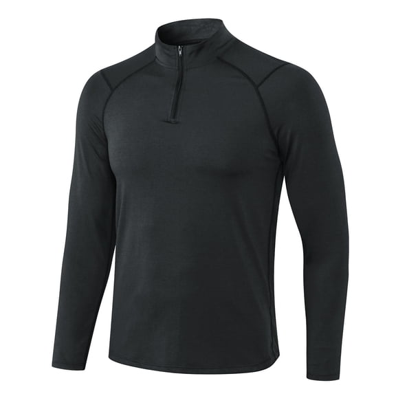 ZVNAΖH Mens Long Sleeve 1/4 Zip Stand Up Collar T-shirts Sports Fitness Slim Fit Muscle Tops