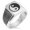 Silver, variant on Stainless Steel Love Heart Yin Yang Needle Stripe Pattern Biker Style Polished Ring