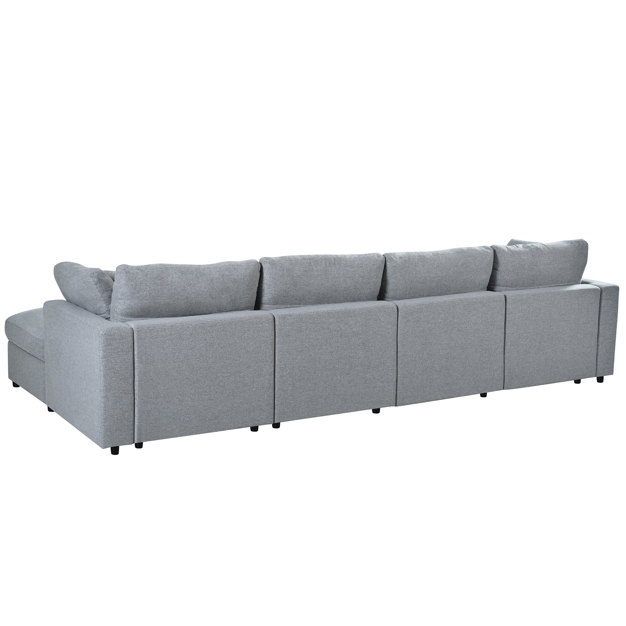 Mintazer 128" Large U-Shaped Modular Sectional Sofa with 2 Removable Ottomans, Chenille Upholstered 6 Piece Sofa with Cushions for Living Room, Grey