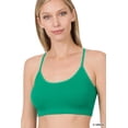thumbnail image 1 of Zenana Women & Plus Cross Back Padded Seamless Bralette Sports Bras with Adjustable Strap, 1 of 5