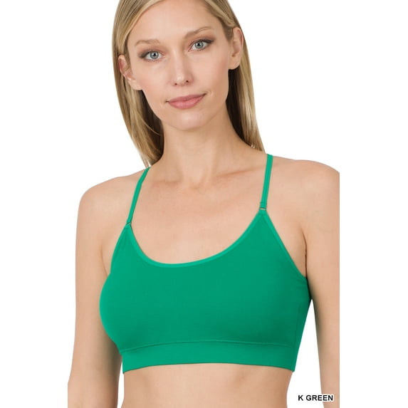 Zenana Women & Plus Cross Back Padded Seamless Bralette Sports Bras with Adjustable Strap