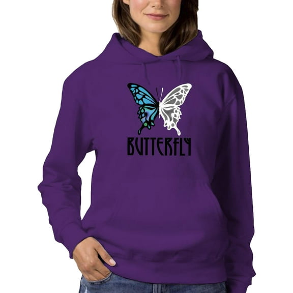 Butterfly Double Colored Hoodie Women -Smartprints Designs, Female 3X-Large